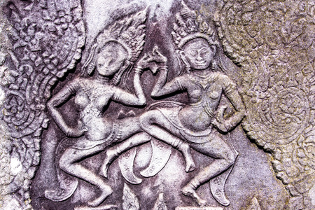 Apsara carving in Bayon Temple, Angkor 