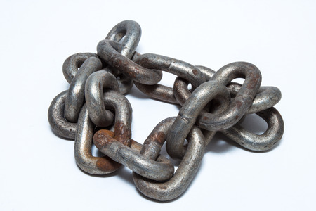 The old chain is made of steel  The image is isolated on a white background 