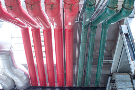 Air conditioning tubes in conference hall, Thailandの写真素材
