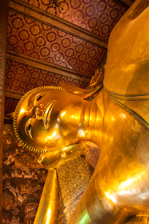 BANGKOK, THAILAND -JAN30, 2011: Reclining Buddha figure in Wat Pho Buddhist temple complex in Bangkok, Thailand.のeditorial素材
