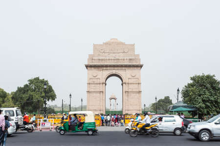 DELI, INDIA - JUN15, 2018: The India Gate o is  a memorial built in commemoration of more than 80,000 Indian soldiers who were killed during World War I.のeditorial素材