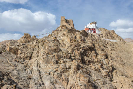 Landscape of Namgyal Tsemo Gompa on the cliff.のeditorial素材