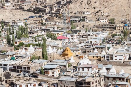 Pattern of houses at Leh-Ladakh city, India.