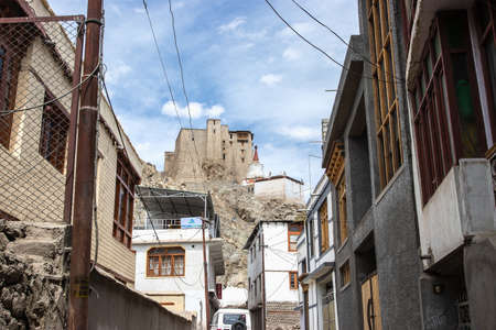 LEH, LADAKH, INDIA - JUN15, 2018: Leh city with blue sky in Leh town, Ladakh, India.のeditorial素材