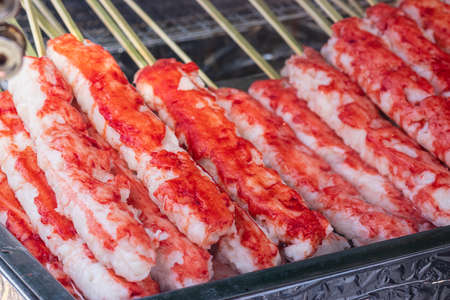 Grilled Red stick crab meat as the street food in Japan.の写真素材
