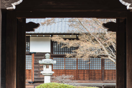 Japanese style garden at Genko-an temple in Gyoto, Japan.のeditorial素材