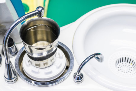 Sink and glass for medical equipment dentist.の写真素材