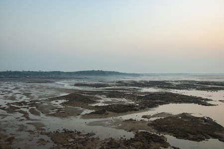 Low tide beach in morning time at Koh Libong island, Trang, Thailand.