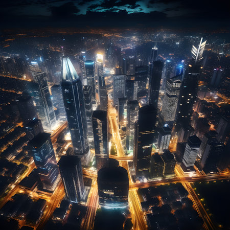 City background modern city center Business office building. Residential house. Modern futuristic city skyline concept. AI Generated, Generative AIの素材