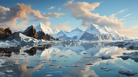 Frozen iceberg Melting polar ice concept rising global temperatureの素材