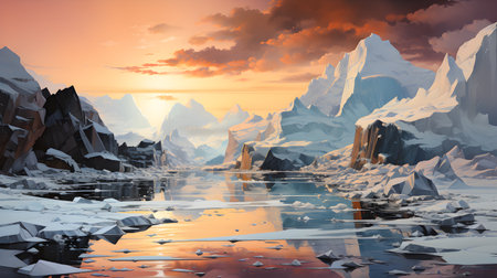 Frozen iceberg Melting polar ice concept rising global temperatureの素材