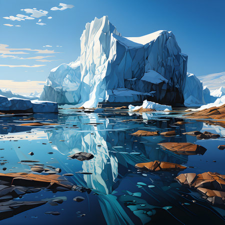 Frozen iceberg Melting polar ice concept rising global temperatureの素材