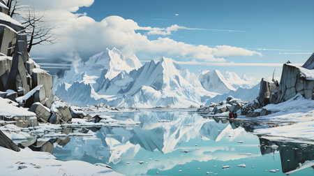 Frozen iceberg Melting polar ice concept rising global temperatureの素材