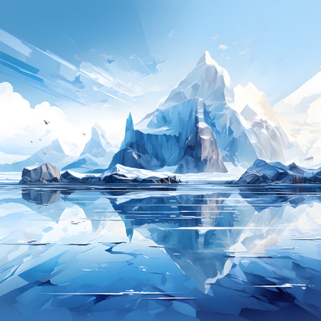 Frozen iceberg Melting polar ice concept rising global temperatureの素材