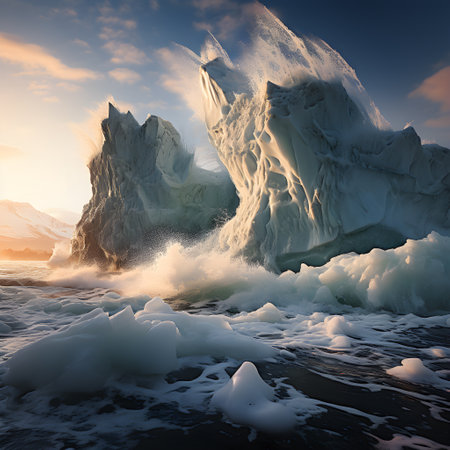 Frozen iceberg Melting polar ice concept rising global temperatureの素材