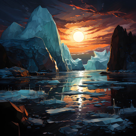 Frozen iceberg Melting polar ice concept rising global temperatureの素材