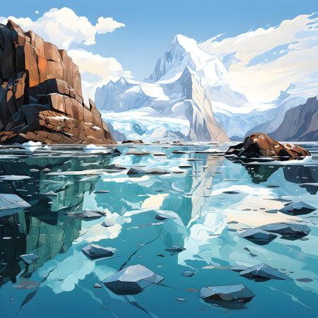 Frozen iceberg Melting polar ice concept rising global temperatureの素材