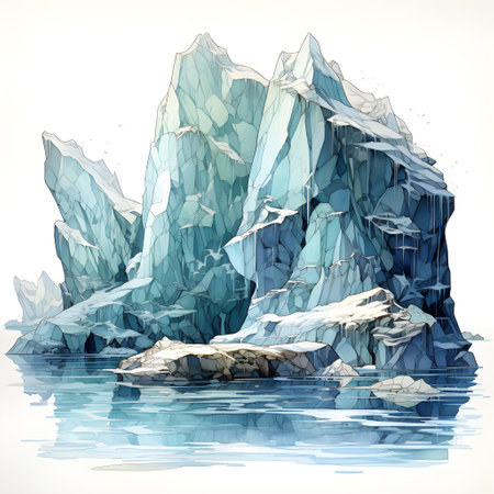 Frozen iceberg Melting polar ice concept rising global temperatureの素材