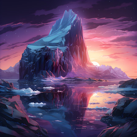 Frozen iceberg Melting polar ice concept rising global temperatureの素材