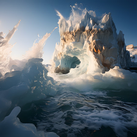 Frozen iceberg Melting polar ice concept rising global temperatureの素材