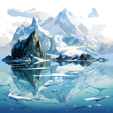 Frozen iceberg Melting polar ice concept rising global temperatureの素材