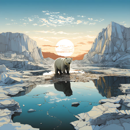Frozen iceberg Melting polar ice concept rising global temperatureの素材