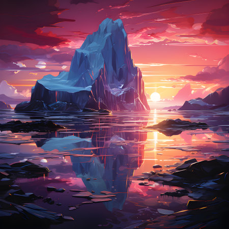 Frozen iceberg Melting polar ice concept rising global temperatureの素材