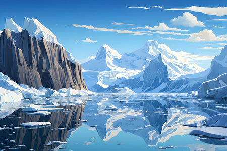 Frozen iceberg Melting polar ice concept rising global temperatureの素材