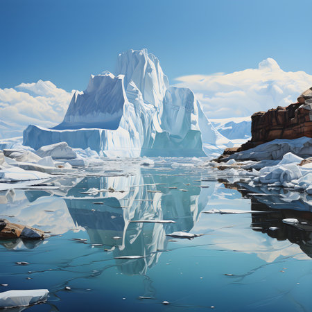Frozen iceberg Melting polar ice concept rising global temperatureの素材