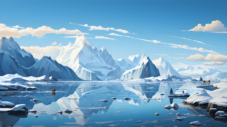 Frozen iceberg Melting polar ice concept rising global temperatureの素材