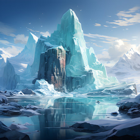 Frozen iceberg Melting polar ice concept rising global temperatureの素材