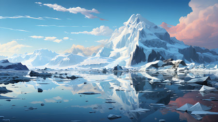 Frozen iceberg Melting polar ice concept rising global temperatureの素材