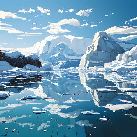 Frozen iceberg Melting polar ice concept rising global temperatureの素材