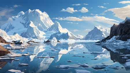 Frozen iceberg Melting polar ice concept rising global temperatureの素材