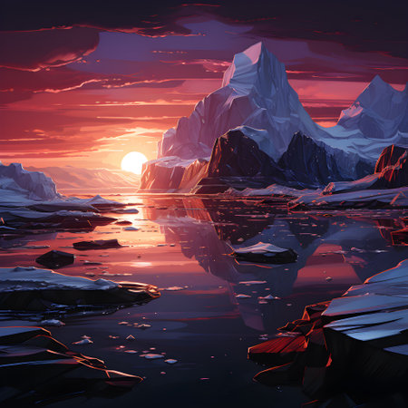Frozen iceberg Melting polar ice concept rising global temperatureの素材