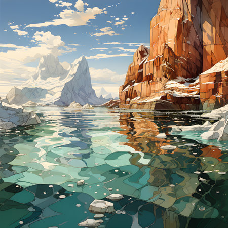 Frozen iceberg Melting polar ice concept rising global temperatureの素材