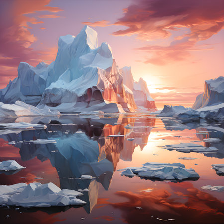 Frozen iceberg Melting polar ice concept rising global temperatureの素材