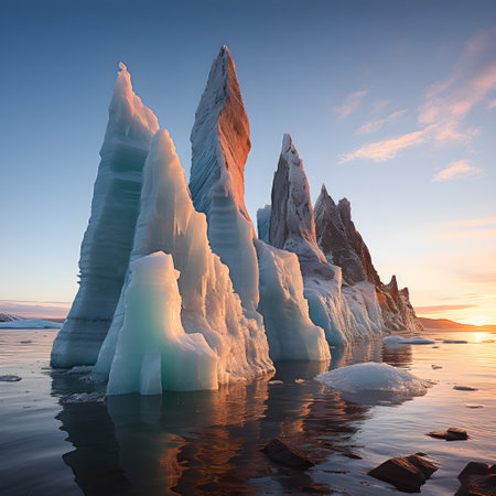 Frozen iceberg Melting polar ice concept rising global temperatureの素材