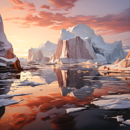 Frozen iceberg Melting polar ice concept rising global temperatureの素材