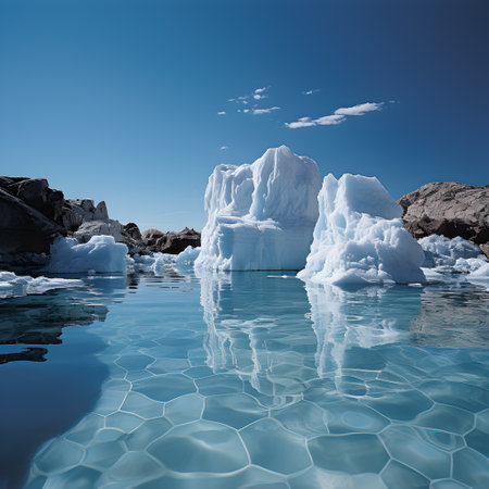 Frozen iceberg Melting polar ice concept rising global temperatureの素材