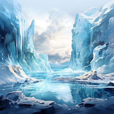Frozen iceberg Melting polar ice concept rising global temperatureの素材
