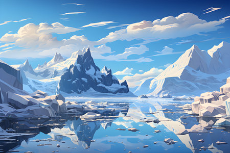 Frozen iceberg Melting polar ice concept rising global temperatureの素材