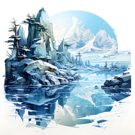 Frozen iceberg Melting polar ice concept rising global temperatureの素材