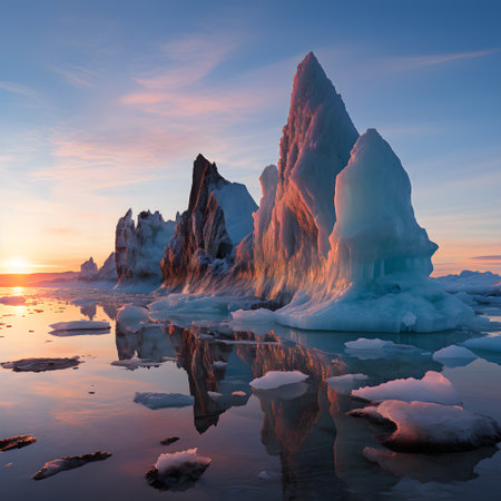 Frozen iceberg Melting polar ice concept rising global temperatureの素材