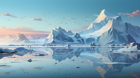 Frozen iceberg Melting polar ice concept rising global temperatureの素材