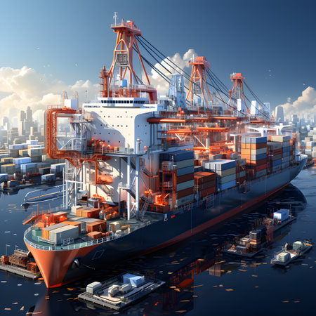 cargo container ship loading and unloading world wild business Logistics and transportation, AI Generated, Generative AIの素材