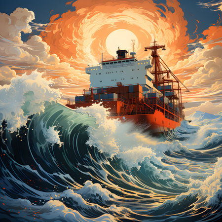 cargo container ship loading and unloading world wild business Logistics and transportation, AI Generated, Generative AIの素材