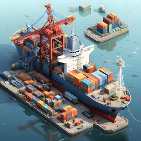 cargo container ship loading and unloading world wild business Logistics and transportation, AI Generated, Generative AIの素材