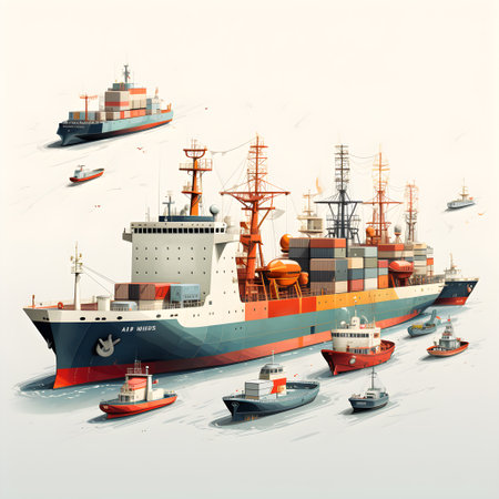 cargo container ship loading and unloading world wild business Logistics and transportation, AI Generated, Generative AIの素材