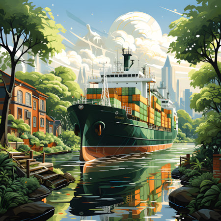 cargo container ship loading and unloading world wild business Logistics and transportation, AI Generated, Generative AIの素材